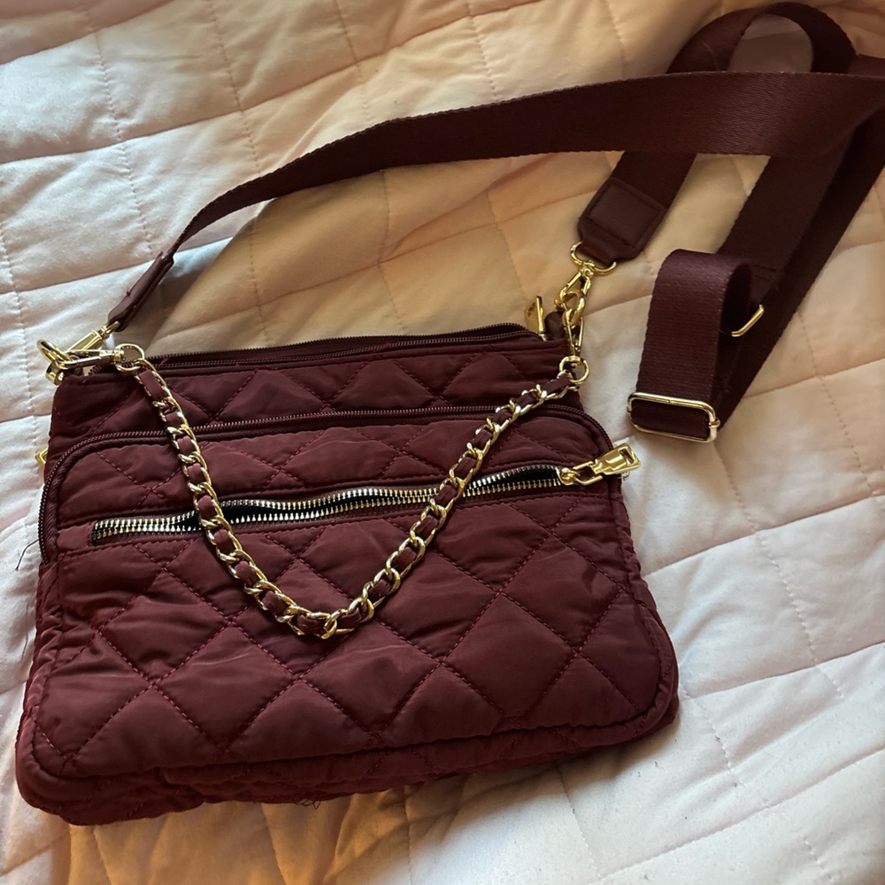 INC International Concepts Quilted Maroon Bag